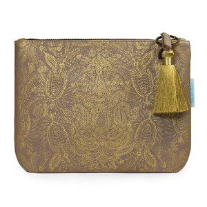 Papaya Paisley Gold Pocket Clutch